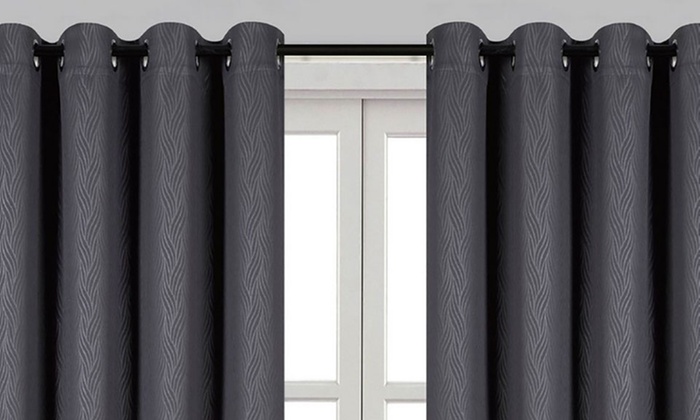 $45 for Two Panels of Blockout Embossed Curtains with Thermal Lining