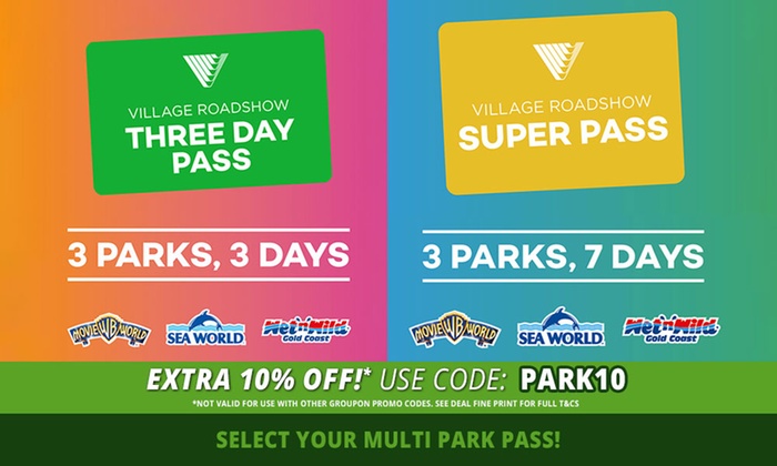 Village Roadshow Theme Parks: 3 Day 3 Parks Pass ($119) or 7 Day 3 Parks Pass ($149)