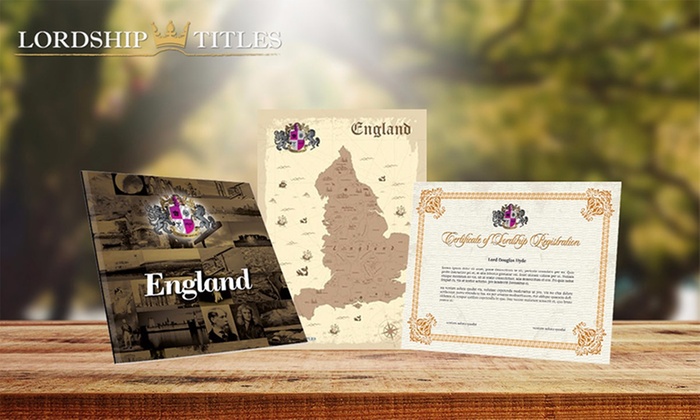 $15 for a Lord or Lady’s Decorative Title Package form Lordship Titles (Up to $45 Value)