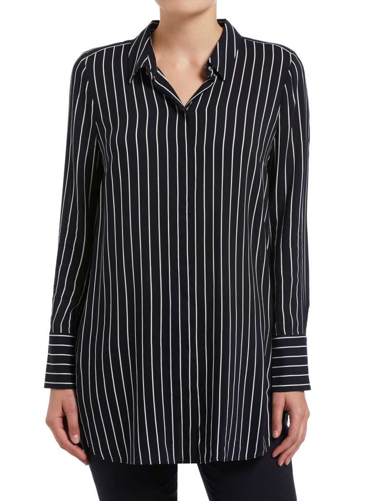 Navy Wide Stripe Shirt $99.95