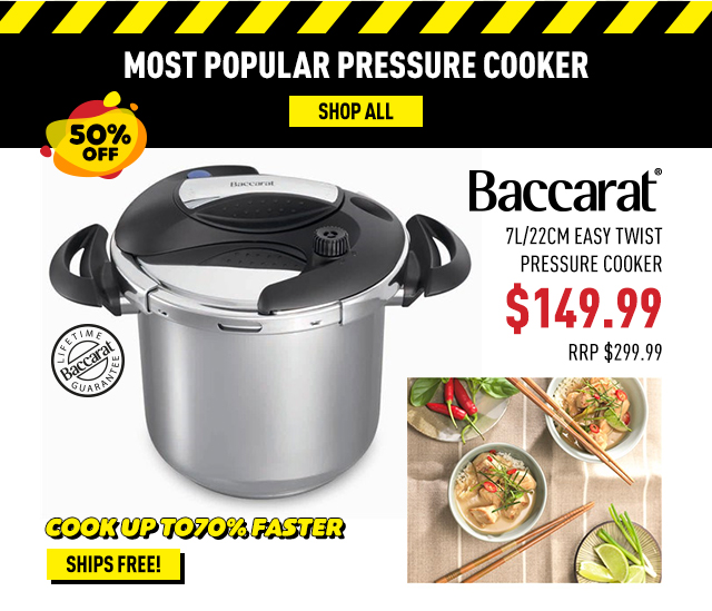 Baccarat 7L 22 cm Easy Twist Pressure Cooker $149.99 (RRP $299.99)