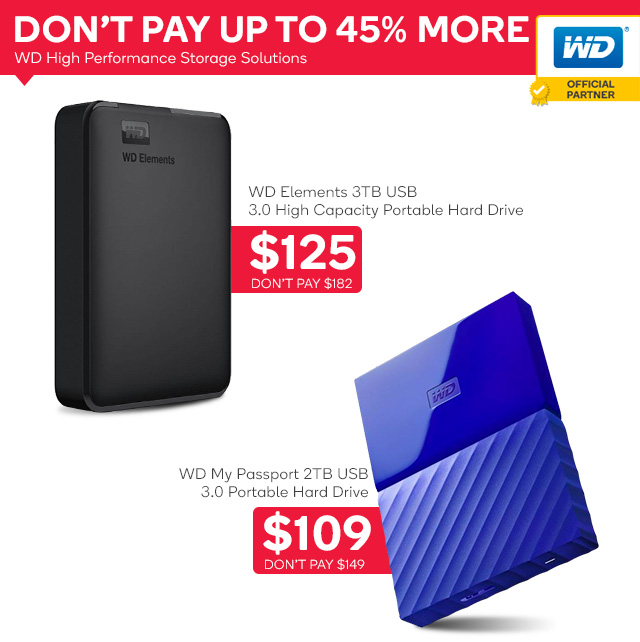 WD Elements 3TB USB 3.0 High Capacity Portable Hard Drive (WDBU6Y0030BBK-WESN) $125 + Delivery (Don’t Pay $182)