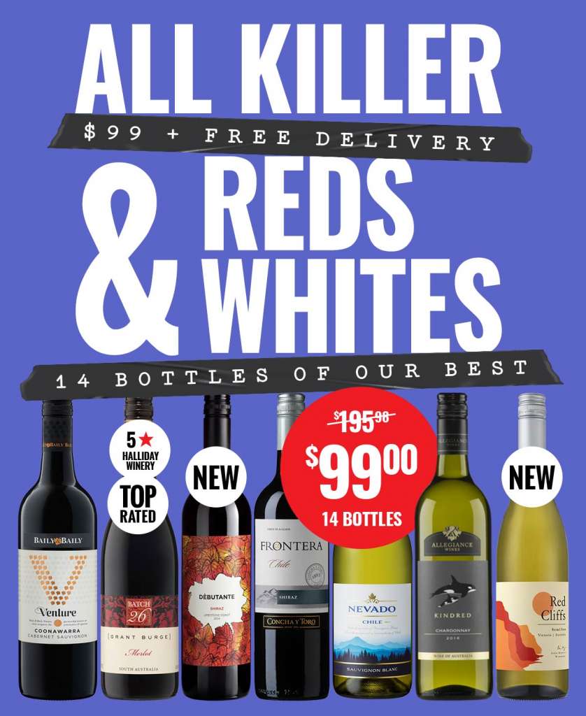 Just $99 for 14-Bottle All Killer Reds & Whites! + FREE DELIVERY