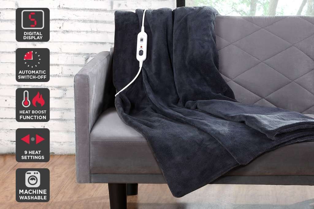 Ovela Luxury Heated Electric Throw (Grey) $45