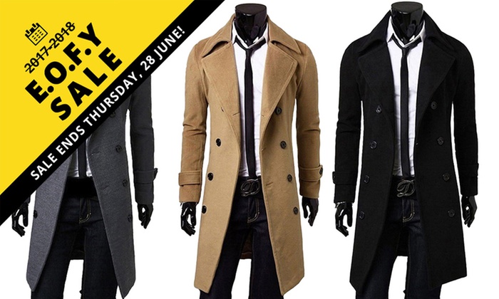 EOFYS: $29.95 for a Men’s Wool Blend Double-Breasted Overcoat