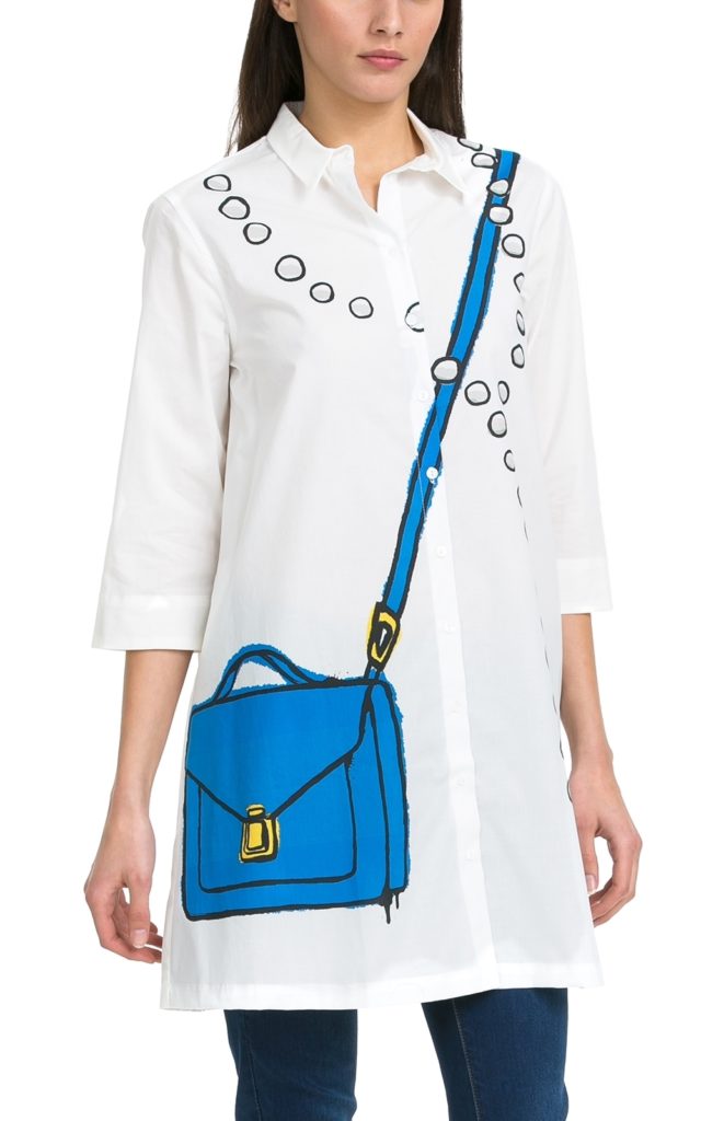 Desigual Cotton Cinsal Long Sleeved Dress White $45.00