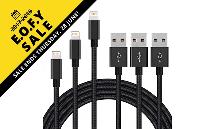 EOFYS: $12 for a Three-Pack of Braided Universal Lightning Cables for iPad or iPhone