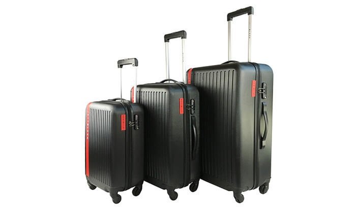 $139 for a Three-Piece ABS Hard Shell Lightweight Jett Black Jetsetter or Midnight Blue Luggage Set (Don’t Pay $499)