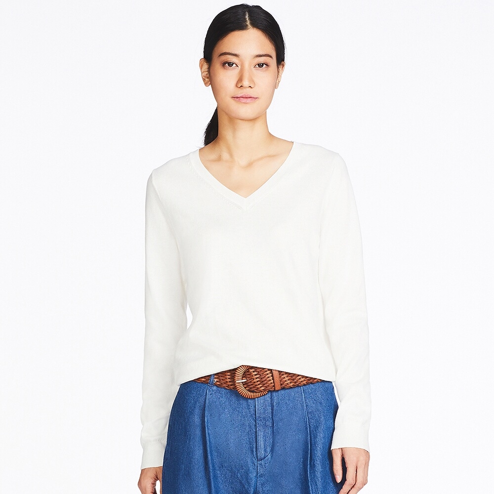 WOMEN Cotton Cashmere V Neck Sweater AU$39.90