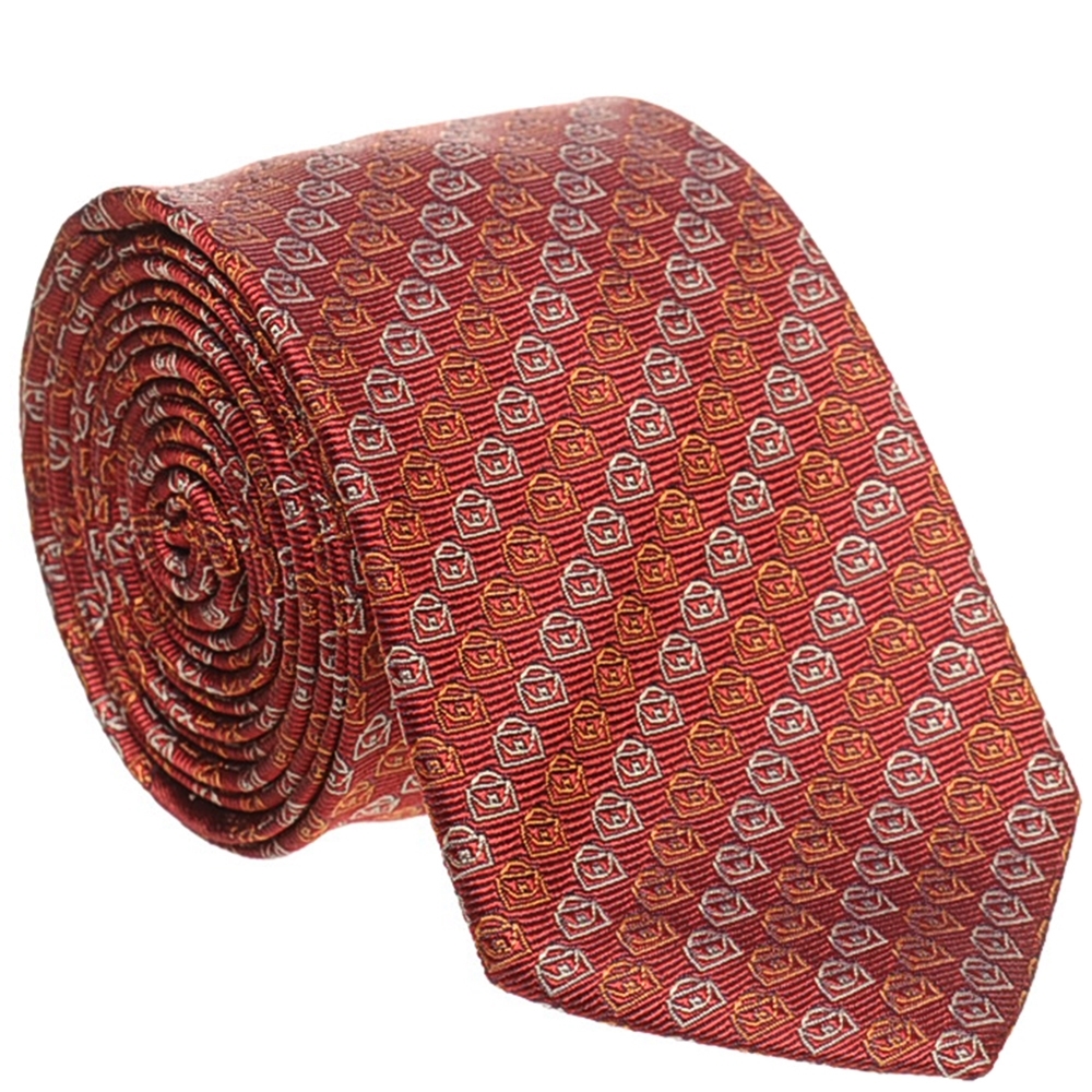 Salvatore Ferragamo Silk Briefcase Printed Tie Red $148.07