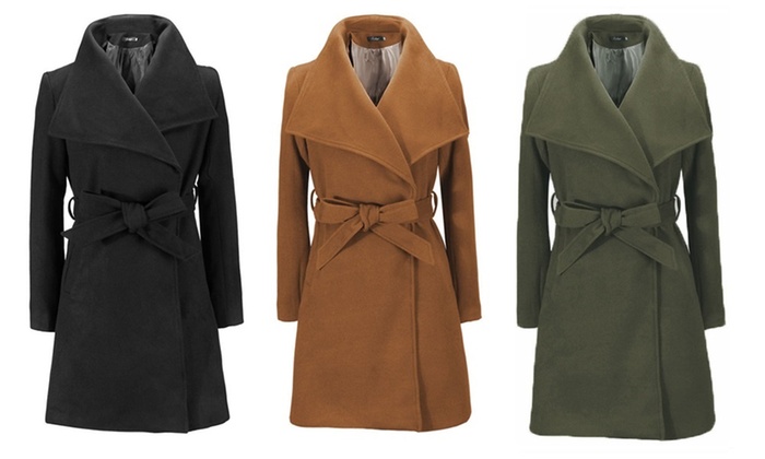 Women’s Waist Tie Wrap Coat: One ($39) or Two ($69)