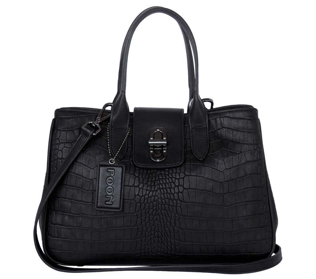 Poon Switzerland Leather Handbag 12019-05 Black $223.40