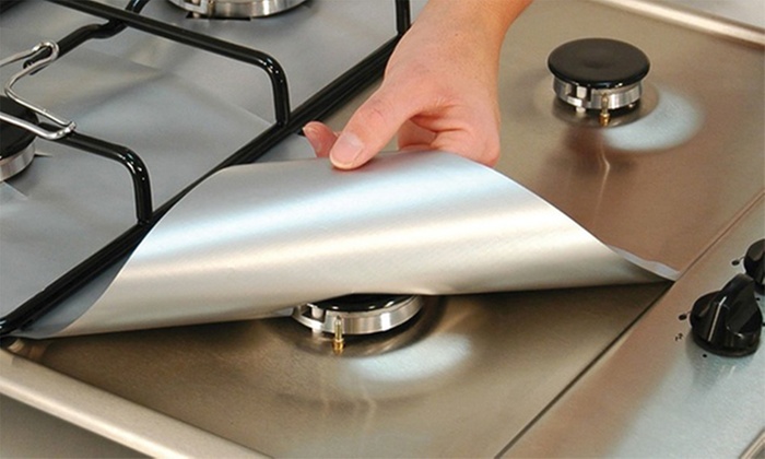 Silver Non-Stick Reusable Gas Hob Protectors: Four ($9.95) or Eight ($15)