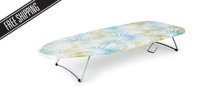 Save Space in Your Home with This Kimberley Mini Benchtop Ironing Board with Machine-Washable Cotton Cover. Only $19.98