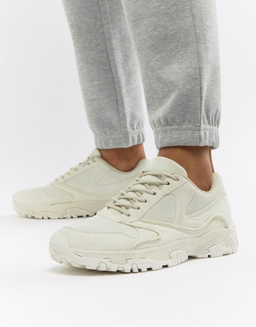 ASOS DESIGN sneakers in tonal off white with chunky sole $70.00