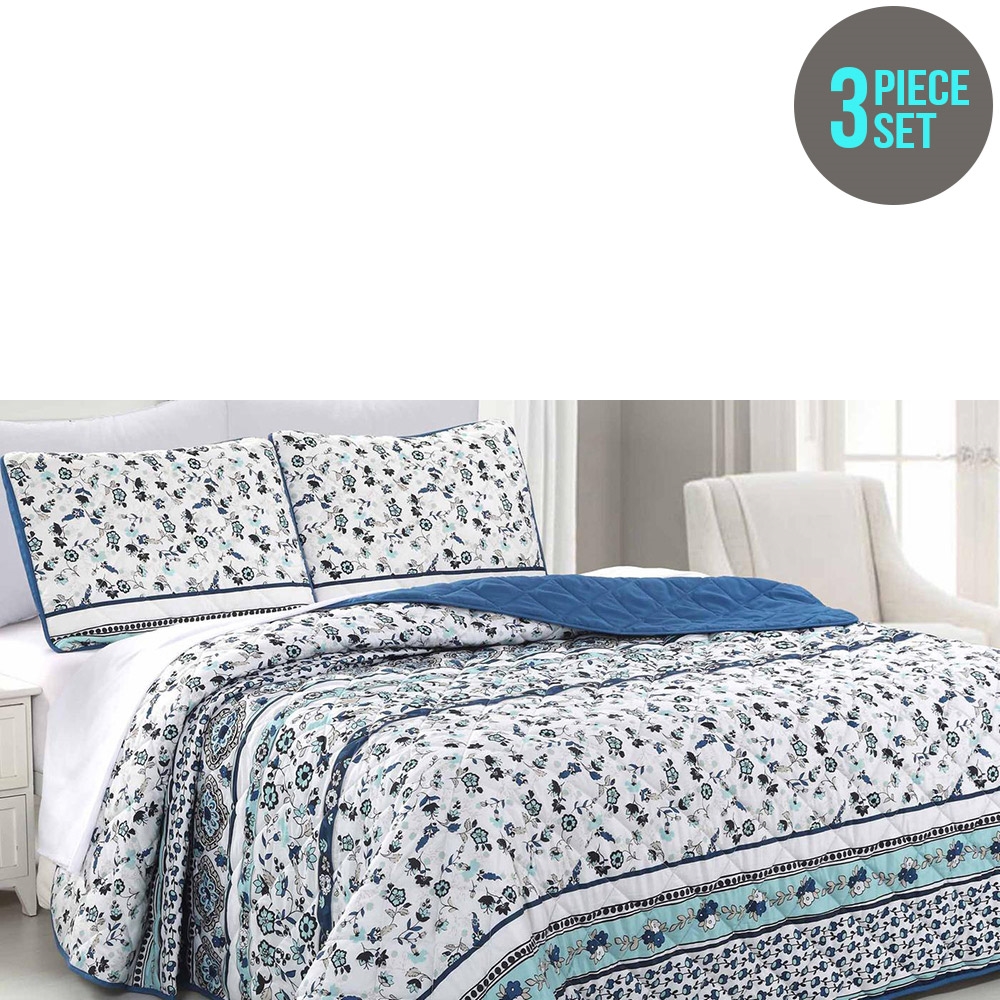 Belleview 3 Piece Printed Reversible Quilt Set Double/Queen $45.00