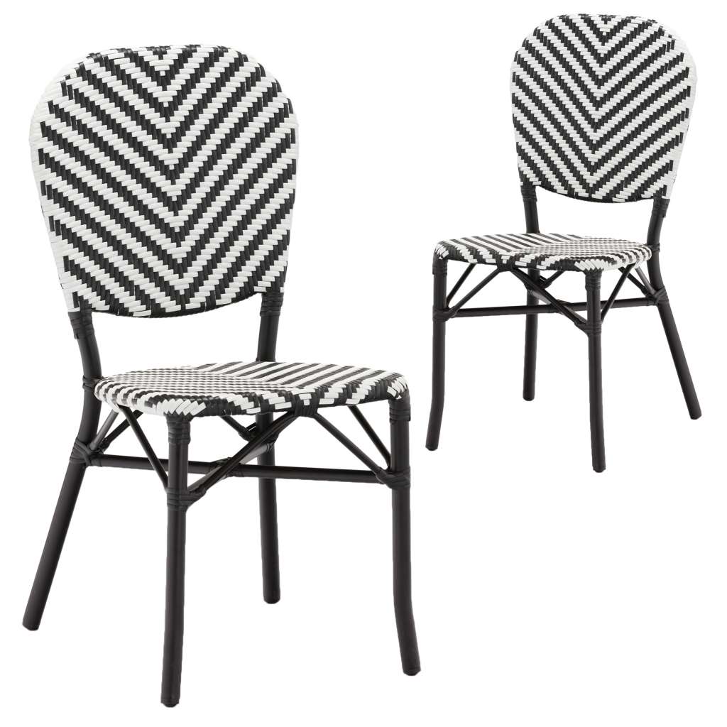 Black Paris Faux Wicker Cafe Dining Chairs (Set of 2) $189.00