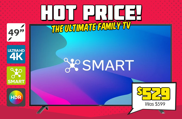 TV Price SMASH! 49″ Smart HDR 4K TV Now $529