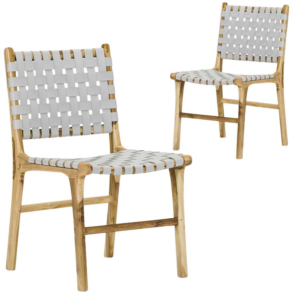 Cassie Woven Leather & Teak Dining Chairs (Set of 2) $649.00 + Free Shipping (RRP$780.00)