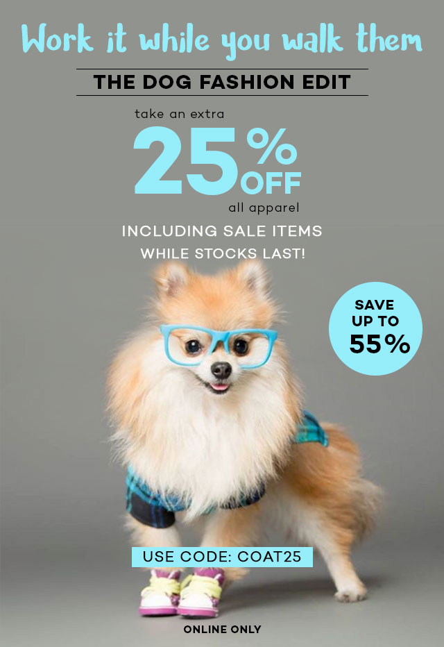 Extra 25% Off Dog Coats Continues!  From $5.97