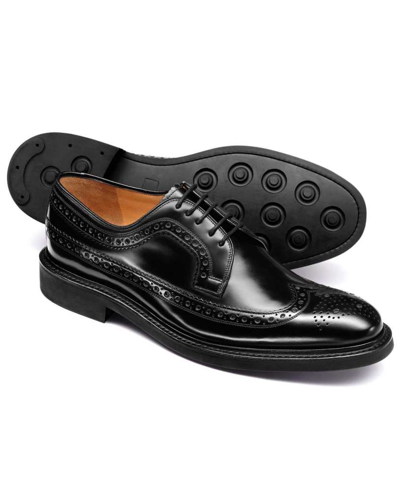 Black wing tip brogue Derby shoe Now $‌175.00