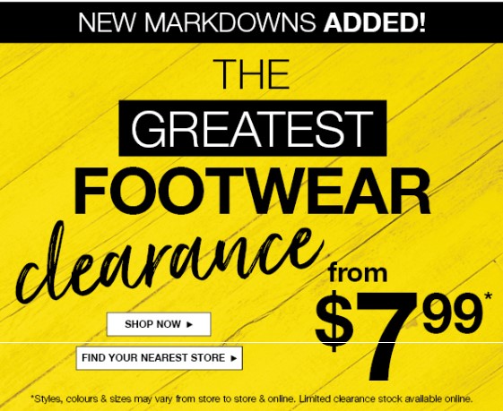 The Greatest Footwear Clearance: Prices from $7.99