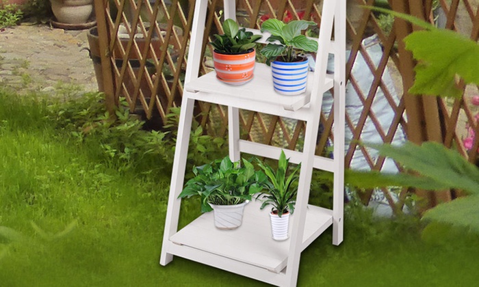 Wooden Ladder Shelf: Three-Tier ($59) or Five-Tier ($79)