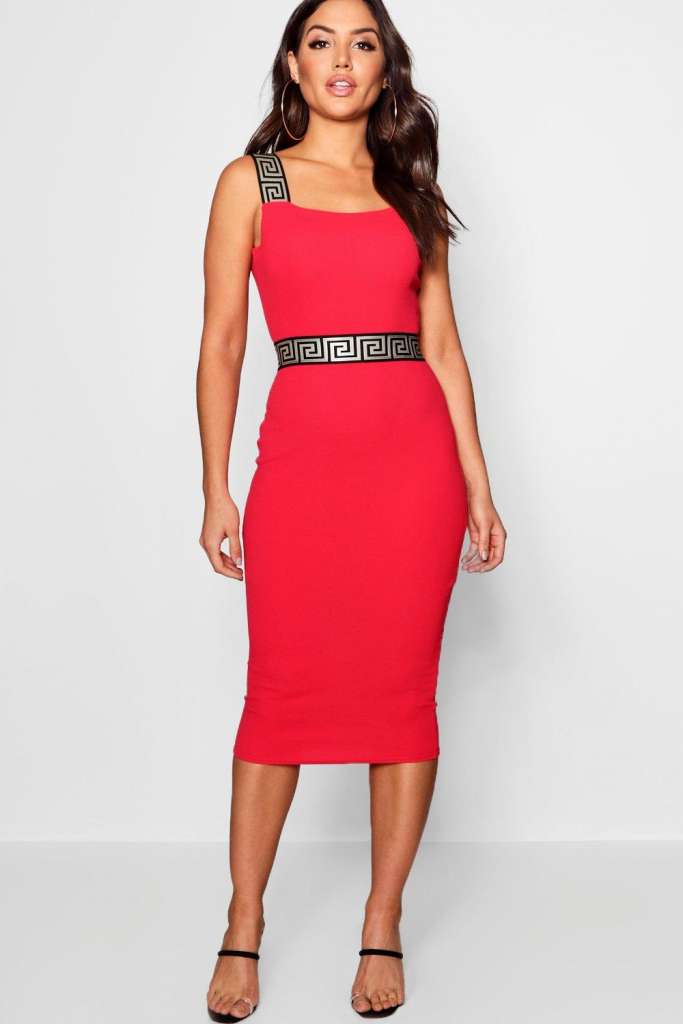 Greek Key Trim Bodycon Midi Dress  £20.00