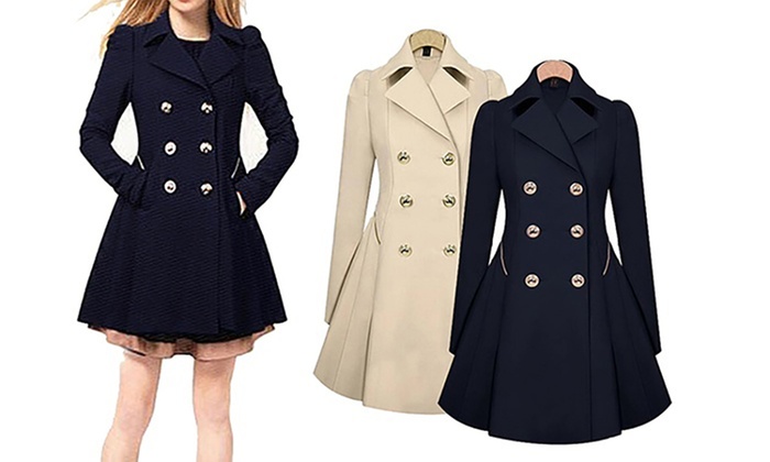 Women’s Lightweight Military-Style Double-Breasted Trench Coat: One ($29) or Two ($49)