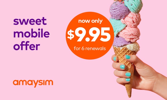 $9.95 for Six Renewals of amaysim Unlimited 1GB Mobile Plan with 28-Days Expiry (Don’t Pay $60)