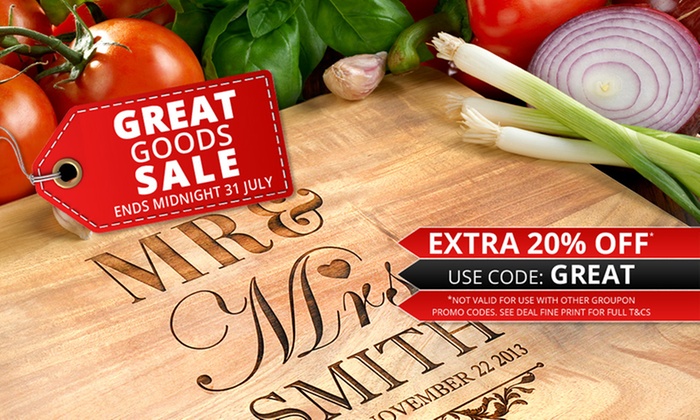 Personalised Acacia Wooden Chopping Board: Small ($25), Medium ($35) or Large ($45) (Don’t Pay up to $189.95)