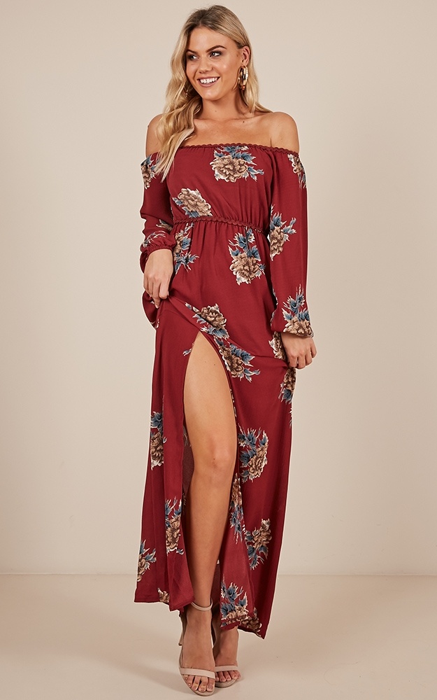 Not Just for you dress in wine floral AU$74.95