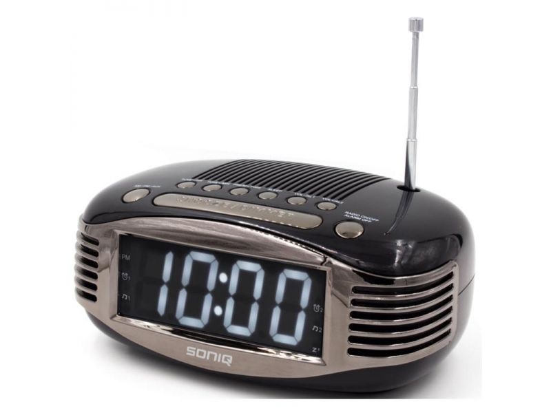 Retro AM/FM PLL Alarm Clock Radio-Black $34.95