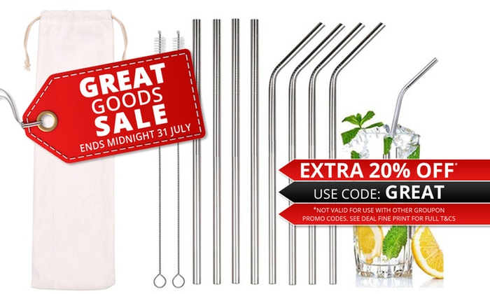 Stainless Steel Drinking Straws: Four ($9) or Eight ($12)