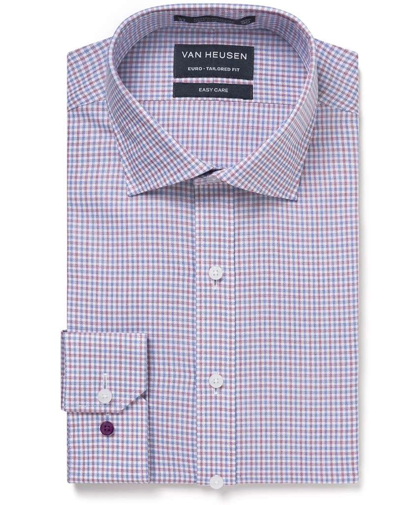 Van Heusen Euro Tailored Fit Shirt Pink and Blue Check $69.95