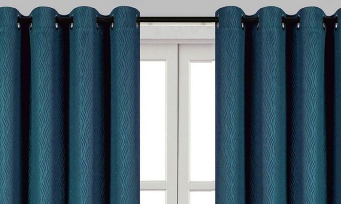 $45 for Two Panels of Blockout Embossed Curtains with Thermal Lining