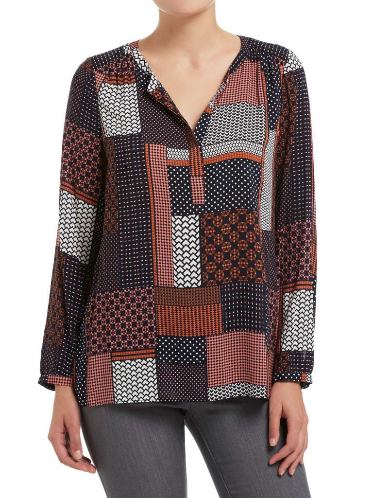 Take an extra 25% off Sale | Patchwork Stamp Print Blouse $29.96 (RRP $89.95 )