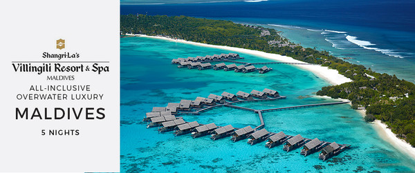 Shangri-La’s Villingili Resort & Spa Villingili Island, Maldives 5 Nights from AUD$5,199