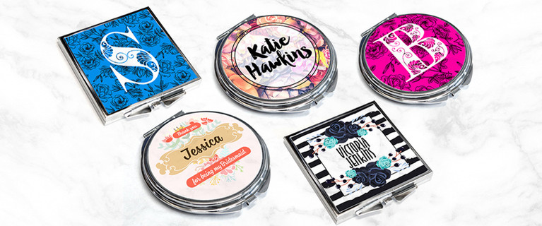 Stylish and Compact Personalised Pocket Mirror in Two Styles – $8 for One or $14 for Two Mirrors (Valued Up To $58.78)