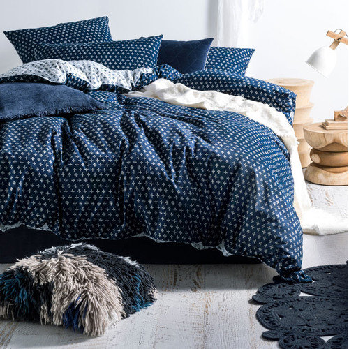 Indigo Oki Cotton Quilt Cover Set $119.00 +Free shipping* (RRP$229.00)