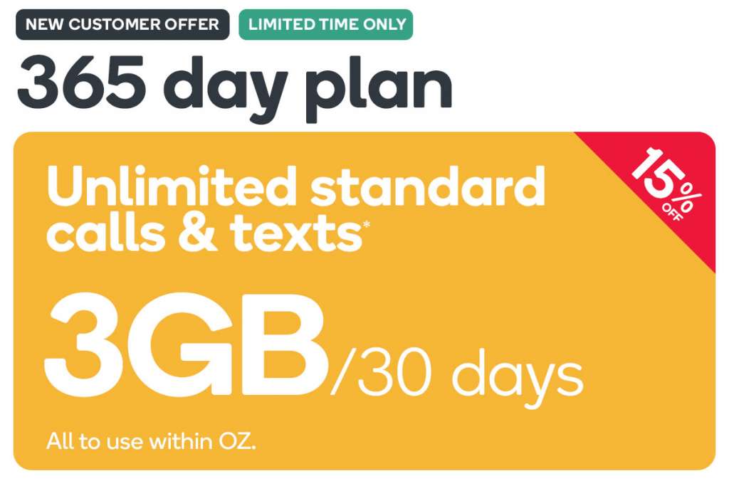 Kogan Mobile Prepaid Voucher Code: SMALL (365 Days | 3GB Per 30 Days) $152.10