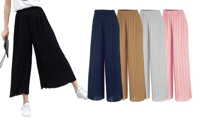 Women’s Pleated Wide Leg Trousers: One Pair ($15) or Two Pairs ($25)