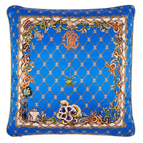 Roberto Cavalli Spider Silk Cushion Blue 40x40cm $235.00