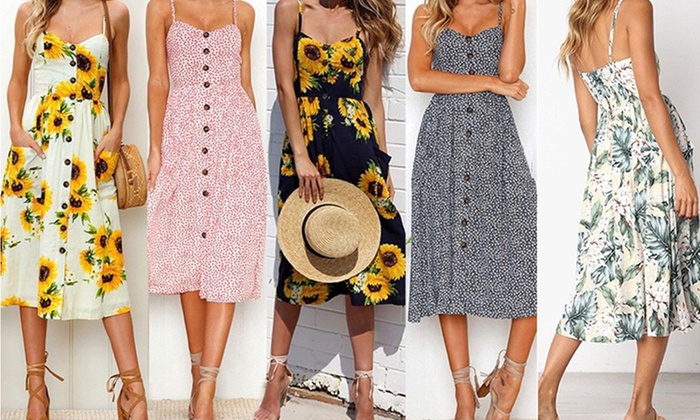 $19 for a Button Front Midi Dress in Choice of Print