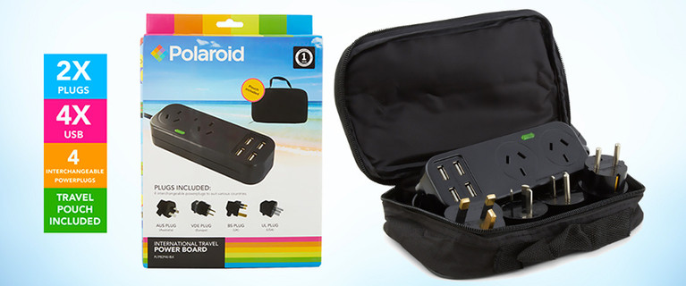 Never Run Out of Juice While On Your Holidays of Travelling for Work with The Polaroid International Travel Power Board! Only $29