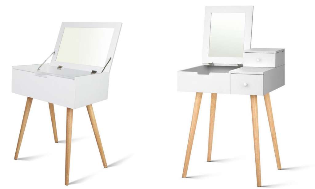 From $109 for a Scandinavian Style Dressing Tables with Foldaway Mirror and Optional Side Table