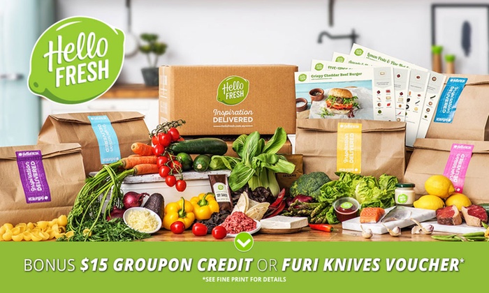 HelloFresh: Weekly Delivered Meal Plans from $29.90 + BONUS $15 Groupon Credit or FURI Voucher – New Customers Only