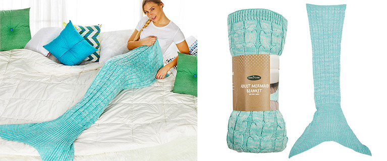 Let Your Dreams of Being a Little Mermaid Become a Reality with This Snuggly Mermaid Tail Blanket! Perfect for Sleepovers and Movie Nights! Only $19.99