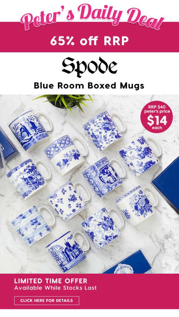 $14 Blue Room Mugs from Spode. 65% off RRP