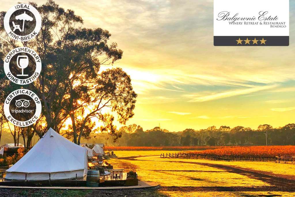 BENDIGO: 2 Nights at Balgownie Estate Winery Retreat for Two (Bell Tent) $289